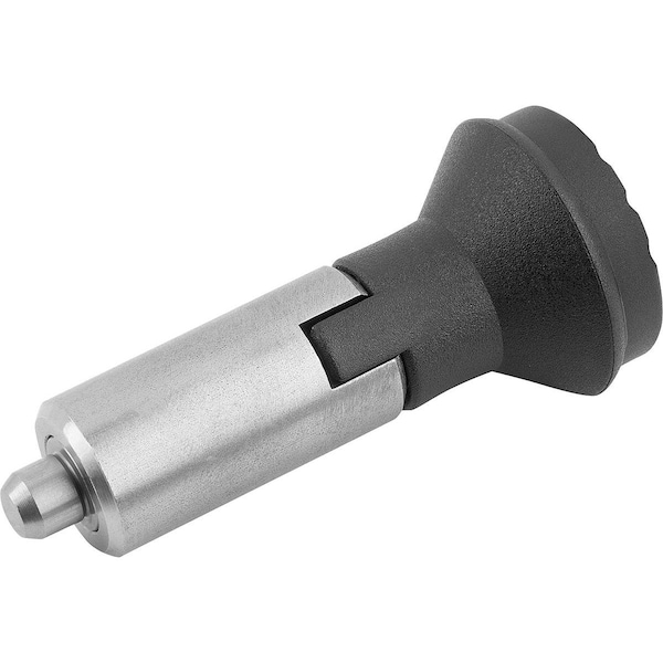 Indexing Plunger Wout Collar Size:1, D1=12, D=5, L=47, Form:M W Locking Slot, Stainless Hardened,